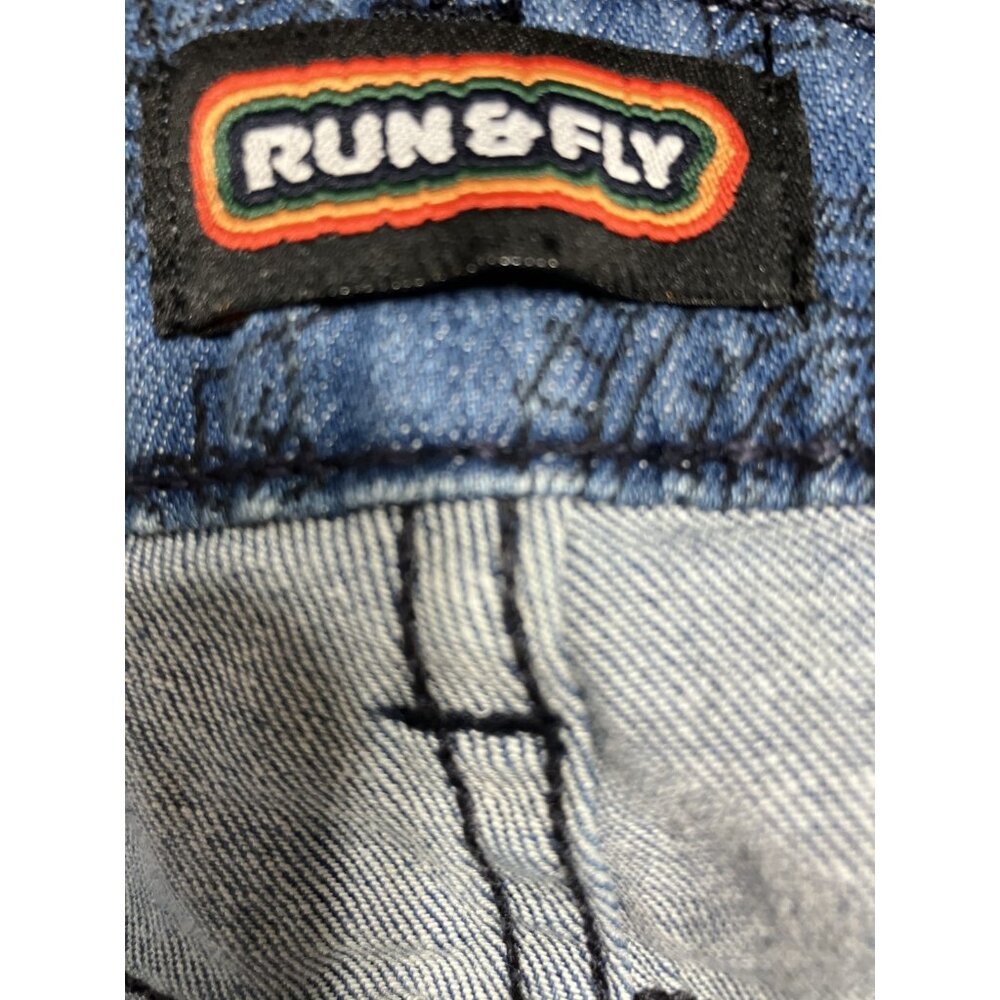 Run & Fly Blue Paisley Print Flare Jeans Women's Size 32 R Retro Boho - Picture 7 of 9